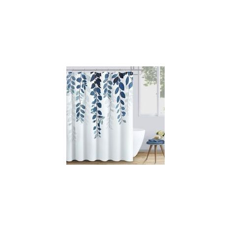 Rideau de douche 180 x 180 cm rideau de douche feuille bleue rideau de douche en polyester imprimé imperméable