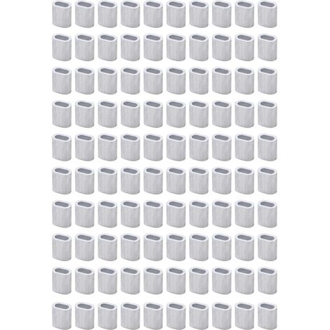 100 pièces de manchons à sertir pour câble métallique, manchons à sertir elliptiques en aluminium de 0,8 mm / 0,03 pouces pour la fixation de câble / corde / fil (1/5)