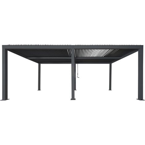 Pergola HHG-265, Gartenpavillon Lamellen-Pavillon, 10cm-Aluminium-Gestell, Regenrinne sturmfest, 3x6m anthrazit (1/5)