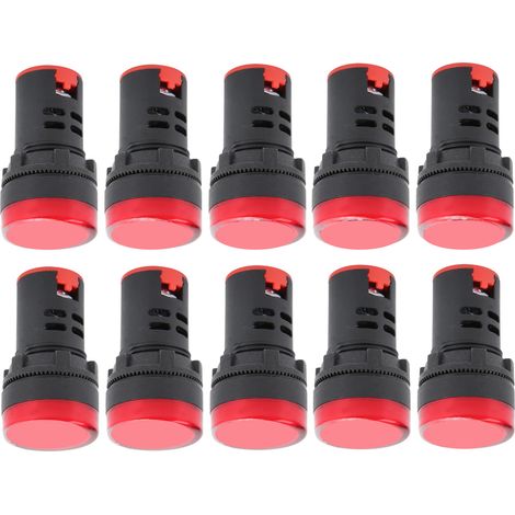 Voyant LED Rouge AD16-22DS, 10 pièces, Signal Lumineux Haute Luminosité pour Tableau Électrique AC/DC 110V
