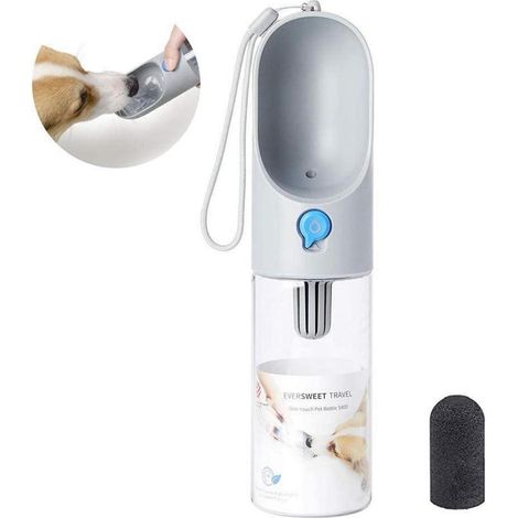 Trinkflasche Hund Haustiere Wasserschüssel 400ml BPA frei grau (1/5)