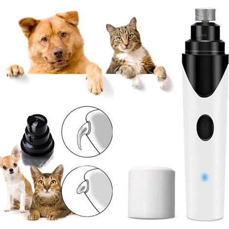 Coupe-ongles pour animaux sans douleur, rechargeable par USB, blanc et noir (1/5)