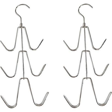 Estante de almacenamiento de 2 piezas con gancho para cartera, Estante colgante sin costuras, Percha que ahorra espacio, Plateado (1/5)