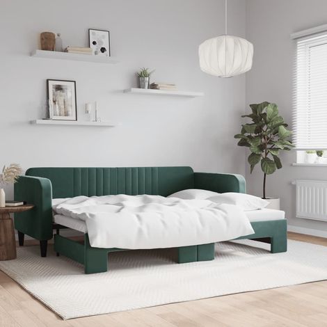 Tagesbett Ausziehbar Dunkelgrün 80x200 cm Samt vidaXL