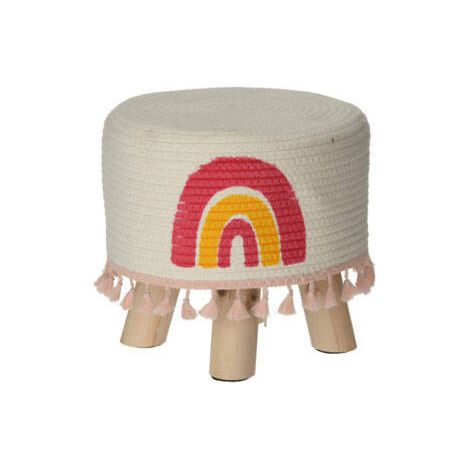 Kinderhocker mit frohem Muster und Fransen, 28 x 25 cm