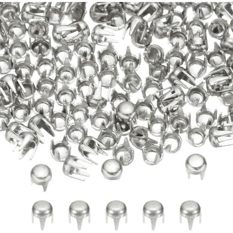 90Pcs 2,5mm Rivet Rond Bombé Métal 4 Griffes Pointes Argent (1/5)