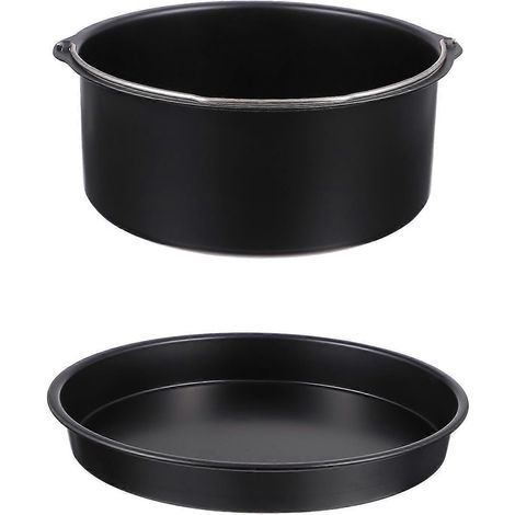 1 ensemble/2 accessoires pour friteuse à air de 15 cm avec moule à gâteau/pizza en acier au carbone-17.3x7cm-Black (1/2)