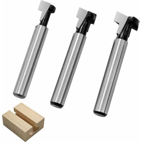 6.35mm T-Slot Cutter, T-Slot Router Shape Router Bits, 3Pcs (7.93 / 9.52 / 12.7mm) Cutter Shank with Blade Wood Cutters For Power Tools Woodworking Tool (1/5)