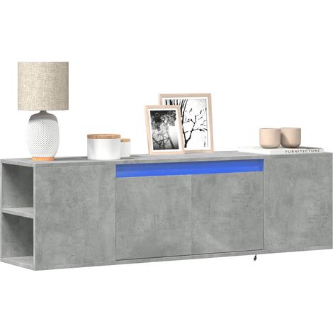 TV-Wandschrank mit LED-Beleuchtung Betongrau 135x31x39,5 cm