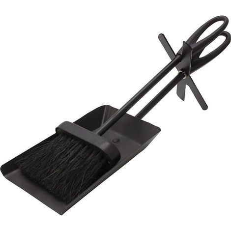 Set of Brush and Ash Shovel, 38cm Cast Iron Handles, Black Finish, for Fireplace and Barbecue (1/5)