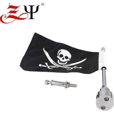 Drapeau pirate avec mât, compatible avec porte-bagages arrière Harley XL883 1200 X48, grand modèle coulissant Road King - Galvanoplastie (1/4)