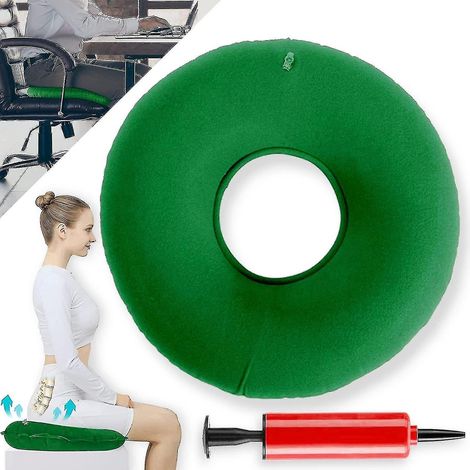 Anneau de siège après coccyx, coussin de siège orthopédique pour hémorroïdes, anneau gonflable avec pompe, fermeté ajustable. (1/4)