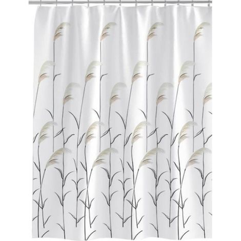 Rideau De Douche - 200x200 Cm - Polyester Imperméable - Blanc Et Noir - Avec Crochets - 1 Pièce (1/3)