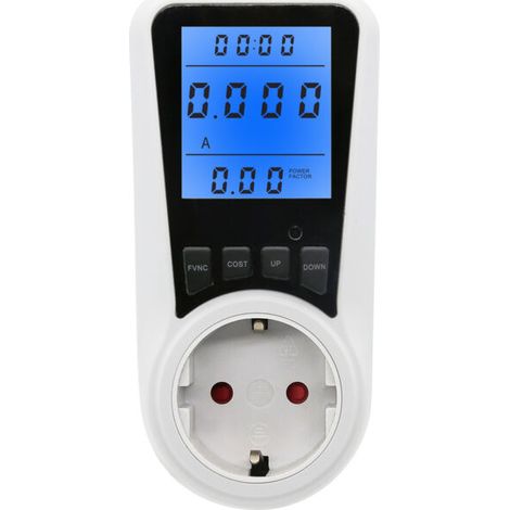 Prise Compteur d'Énergie Type F - Écran LCD Rétroéclairé Bleu, Mesure Consommation 3680W 16A (1/5)