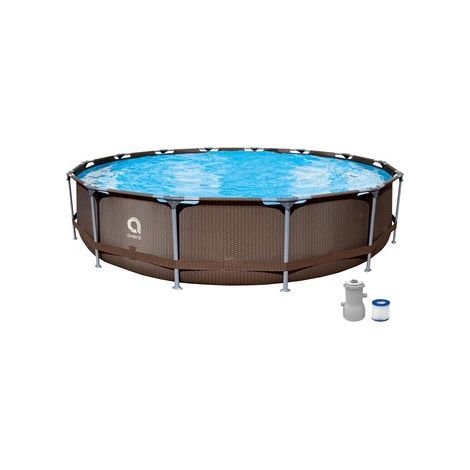 Piscina Avenli Rattan 4,27 m - Grande piscina da giardino per famiglie con filtro