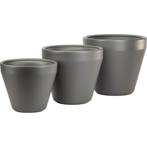 Set PUREA anthrazitfarbener Gartentöpfe, 3 Stück.