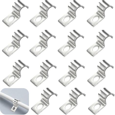 50 Pièces Attache de Fixation pour Tube en U,Colliers de Serrage Collier de Serrage Inox Clips Cable Monotrou Collier de Fixation,pour La Fixations de Câbles,Tuyaux,Grillage Rigide(6mm) (1/5)