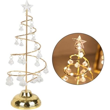 Gelbe LED-Weihnachtsbaumlampe mit Kristallen, Schreibtischlampe, Tischleuchte, Wohn-/Schlafzimmerdekoration (1/4)