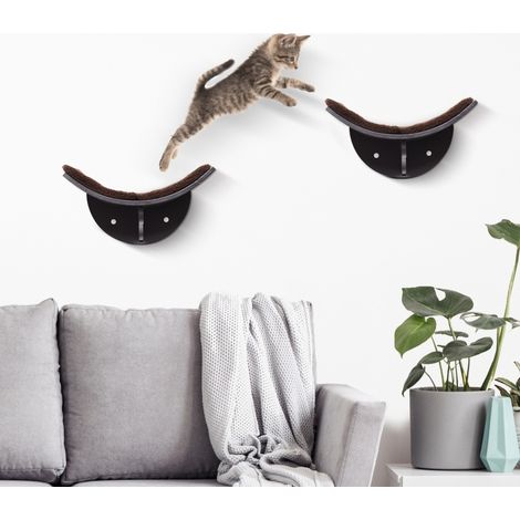 Mensola da parete per gatti 41 x 28 x 21 cm in MDF, marrone OKMYHOME (1/5)