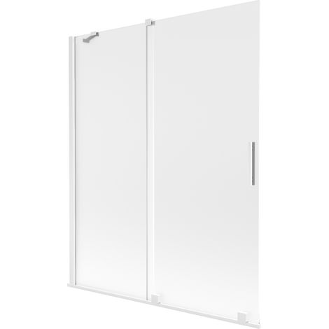 Mexen Velar Badewannenwand 2-flügelig verschiebbar 140 x 150 cm, matt, weiß - 896-140-000-31-20 (1/2)