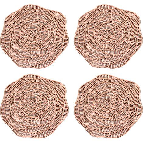 Ensemble de 4 dessous de verre ronds en PVC pressé à motif de roses, sets de table, centre de table (1/5)