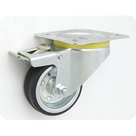 Roue Pivotante Avec Frein - 80 mm - Métal Caoutchouc - Charge Max 60 kg - Roulement À Rouleaux - Unité