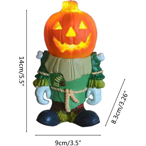 Citrouille en résine, chevalier, décoration d'Halloween, lanterne lumineuse, veilleuse de table, lampe pour chambre d'enfant, véranda (1/5)