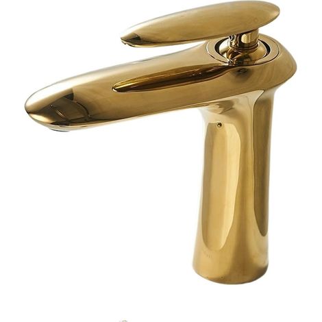 Robinet de cuisine Robinet mitigeur de salle de bains, robinet de lavabo d'eau chaude et froide en laiton noir blanc chromé, mitigeur d'évier de lavabo à poignée 22005(22005HG) (1/5)