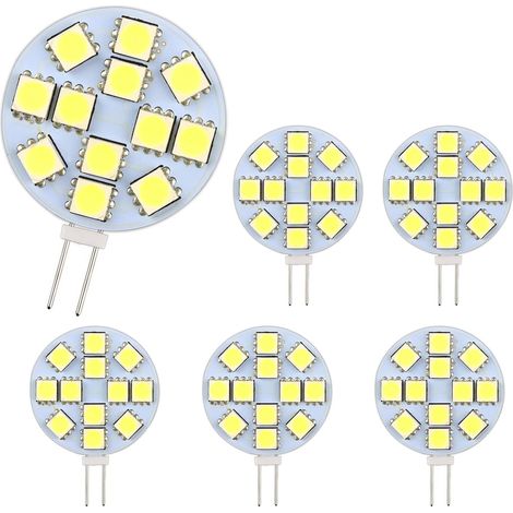Lampadina LED G4 2W, AC/DC12V, bianco caldo, lampadina alogena 20W, non dimmerabile, illuminazione da incasso rotonda, 6 pezzi