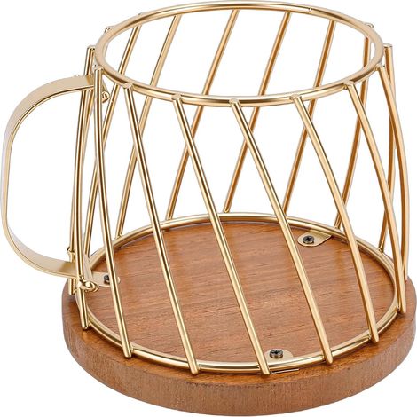 Coffee Pod Holder, Multipurpose Coffee Pod Basket Organizer, Large Capacity with Solid Wood Base for 35 Capsules, Small Countertop Storage (1/5)