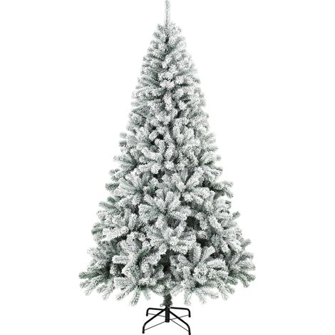 HOMCOM Albero di Natale Innevato 180 cm con 650 Rami e Base Pieghevole, Verde (1/5)