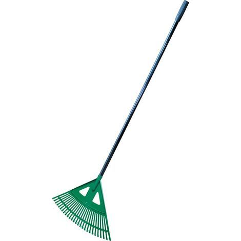 Large garden leaf rake with 27 tines. Ideal for clearing fallen leaves and debris. 150 cm x 50 cm. Green and black. TRENDYFLAIR (1/5)
