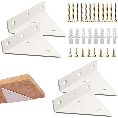 Regalhalterungen, inklusive Schrauben und Wanddosen, geeignet für Schlafzimmer, Küchen, Garagen und Büros, 4 Stück, weiß, 14 cm. (1/5)