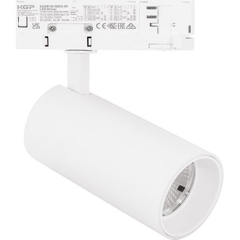 Projecteur Sur Rail Triphasé Gfa 40W Led Cree 3000K, Structure Aluminium Blanc Mat, Faisceau 38°, Cri 90, Ip20 - Gealuce (1/2)
