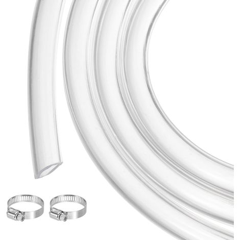 Tuyau En PVC Transparent 6.4mm x 9.5mm 25ft Tube En Plastique PVC Flexible Pour Tuyau D'eau Pour Tube Industriel, Aquariums, Pompe, 1/4" ID 3/8" OD, Avec 2pcs Colliers (1/5)