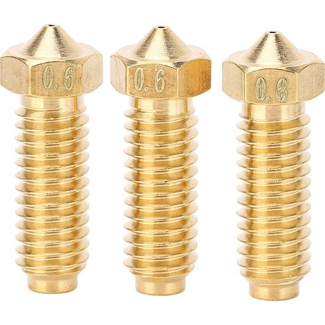 3 pièces buses d'imprimante 3D haut débit filetage M6 laiton buse d'impression remplacement pour Kobra 2 2Pro 2Plus filament 1.75mm 0.6mm (1/5)