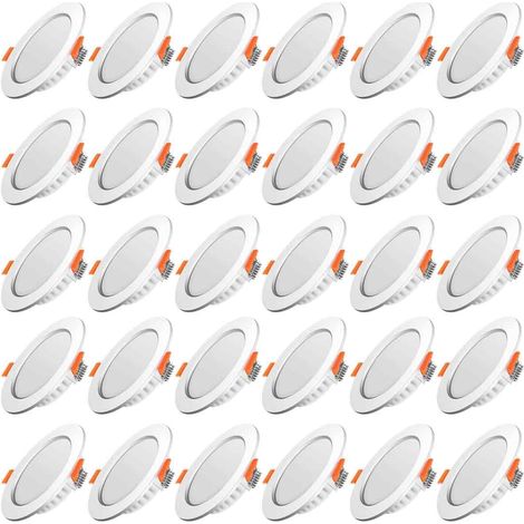 LED-Einbaustrahler, extraflach, für den Innenbereich, runde, ultradünne Einbaustrahler, 5 W (entspricht 40 W Glühlampe), 230 V, neutralweiß (4500 K), für Wohnzimmer und Küche, 30er-Pack (1/5)
