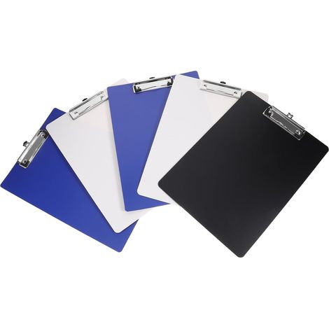 Juego de 5 portapapeles A4 de plástico opaco con esquinas redondeadas, superficie lisa, uso práctico, para profesores y profesionales médicos, color aleatorio. (1/5)