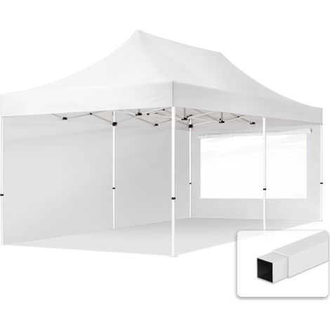 TOOLPORT 3x6 m Pop up Gazebo incl. 2 side panels with steel frame for instant shelter white (1/5)