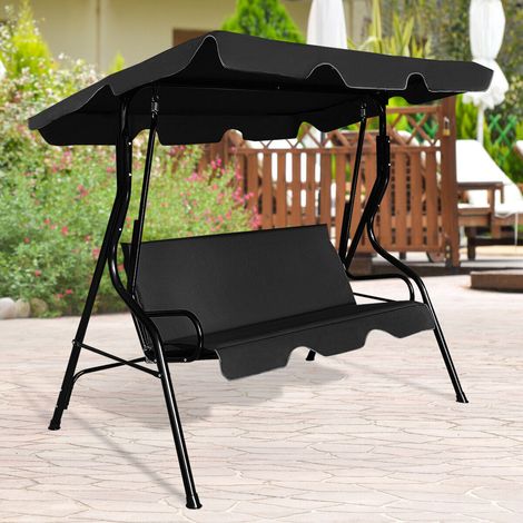 GARDEN PATIO METAL SWING CHAIR SEAT 3 SEATER HAMMOCKS OUTDOOR BENCH SEAT LOUNGER (1/5)