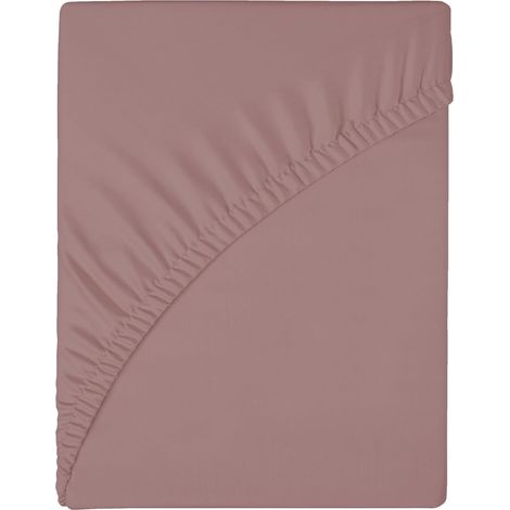 Drap housse pour 160 x 200 x 25 cm, tissu en microfibre, sans rétrécissement et sans décoloration, Rose (1/5)