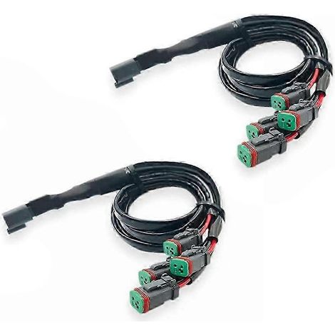 Deux prises automobiles rondes étanches, faisceau de répartition, câbles de sortie doubles, distributeur électrique étanche, compatible avec l'éclairage des camions. 1 pour 4 (1/5)