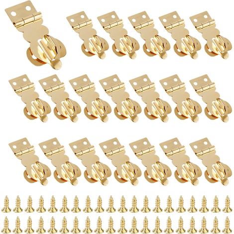 20 Ensembles Mini Loquet à Serrure En Laiton Doré Avec Vis Loquet Solide Pour Réparation Et Décoration Boîte En Bois Valise Armoire Coffre Boîte À Bijoux (1/5)