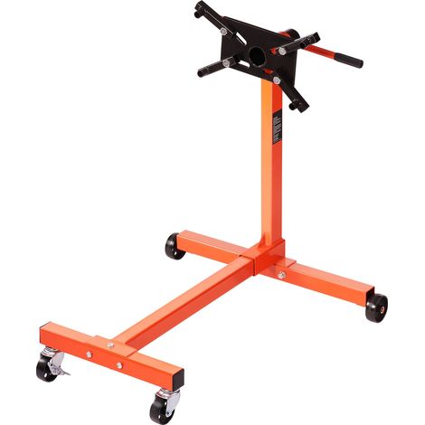 Support moteur rotatif 340 kg, tête orientable 360°, fonte, 4 roulettes, 4 bras réglables pour entretien véhicule (1/5)