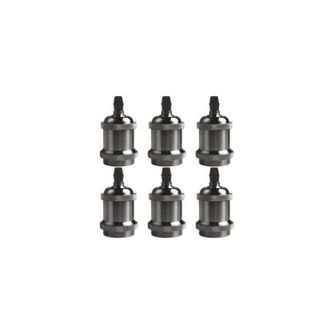 Portalampada E27 stile Edison retrò, 6 portalampade da soffitto, portalampada a sospensione retrò, adattatore per lampada a sospensione, accessori per illuminazione, nero - Crezuo
