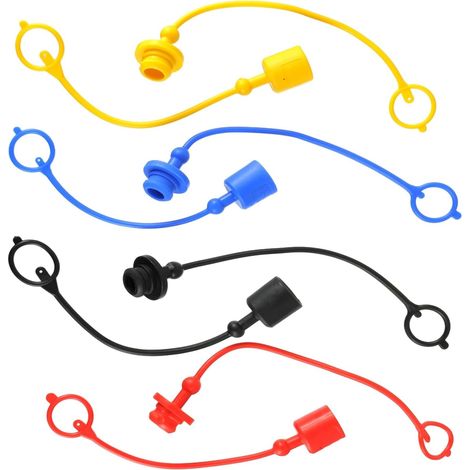 Lot de 4 paires de bouchons anti-poussière hydrauliques 1/2", capuchon de protection en caoutchouc pour raccord rapide hydraulique pour tuyau hydraulique, pelleteuse et tracteur (1/5)