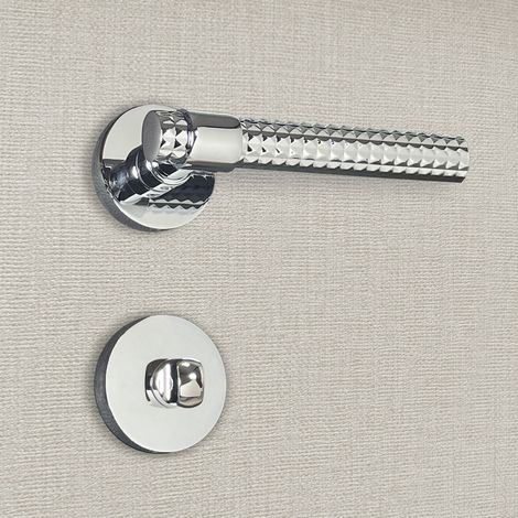 Poignée de porte design à condamnation finition aspect chrome brillant Grazia - KATCHMEE (1/4)