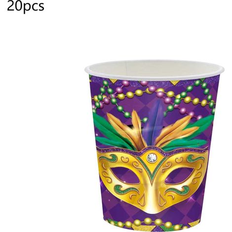 Serviettes Jetables - Thème Carnaval Mardi Gras - Violet et Or - 20 Pièces - Pour Fêtes, Rassemblements Festifs et Célébrations Familiales (1/5)