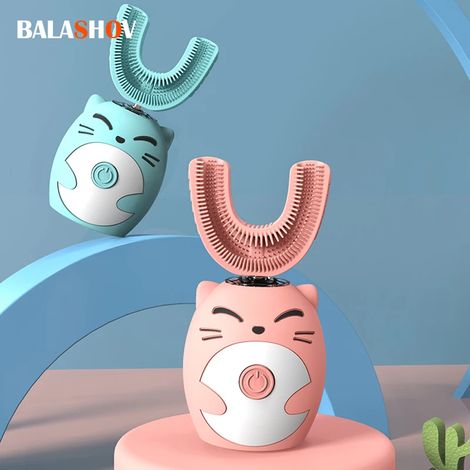 Brosse à dents électrique sonique pour enfants, intelligente en forme de U, 360 degrés, brosse à dents Ultra sonique, blanchiment des dents, étanche IPX7 (1/5)