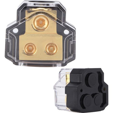 Bloc de distribution électrique pour voiture, porte-fusible, modification d'amplificateur, cuivre pur 1x2GA entrée, 2x4GA sortie (1/5)